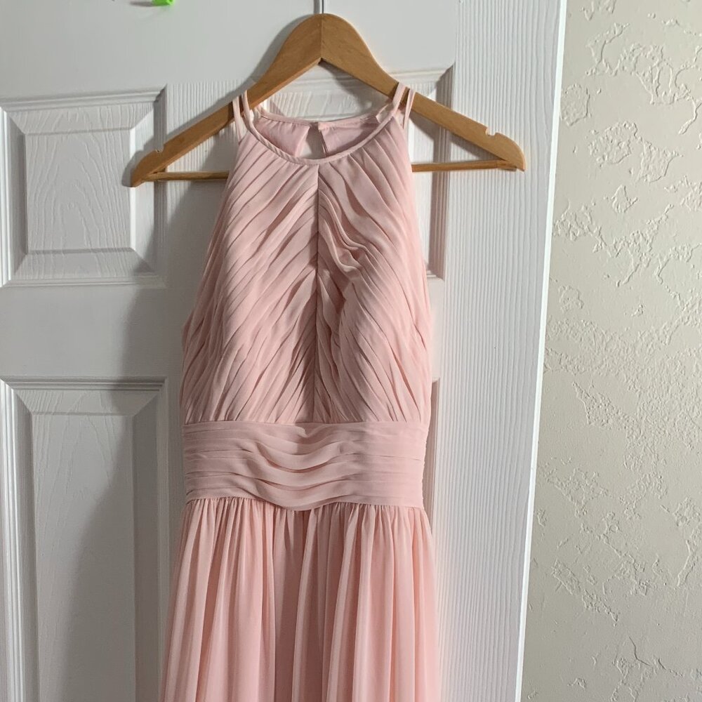 Bill Levkoff Blush maxi bridesmaids dress